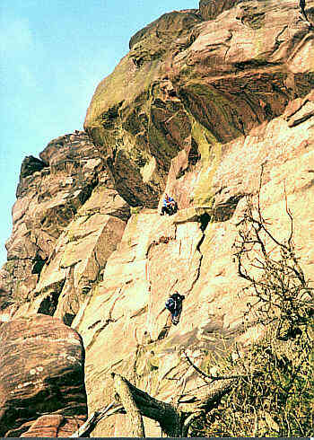 Rock climbers on The Roaches